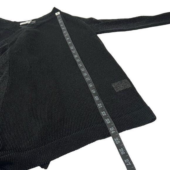 Vince Black Metallic Thread Open Front Cardigan Xsmall Mesh Waterfall Sweater - Picture 11 of 15